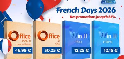 French Days 2026 avec GoDeal24 : Office 2021, Windows 11 Pro, Windows Server 2025, etc.