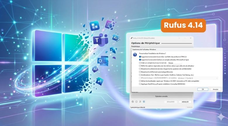 Marre des bloatwares ? Rufus 4.14 automatise et nettoie l’installation de Windows 11