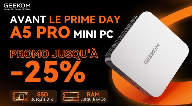 Plus avantageux que le Prime Day : 25 % de remise sur le mini PC Geekom A5 Pro !